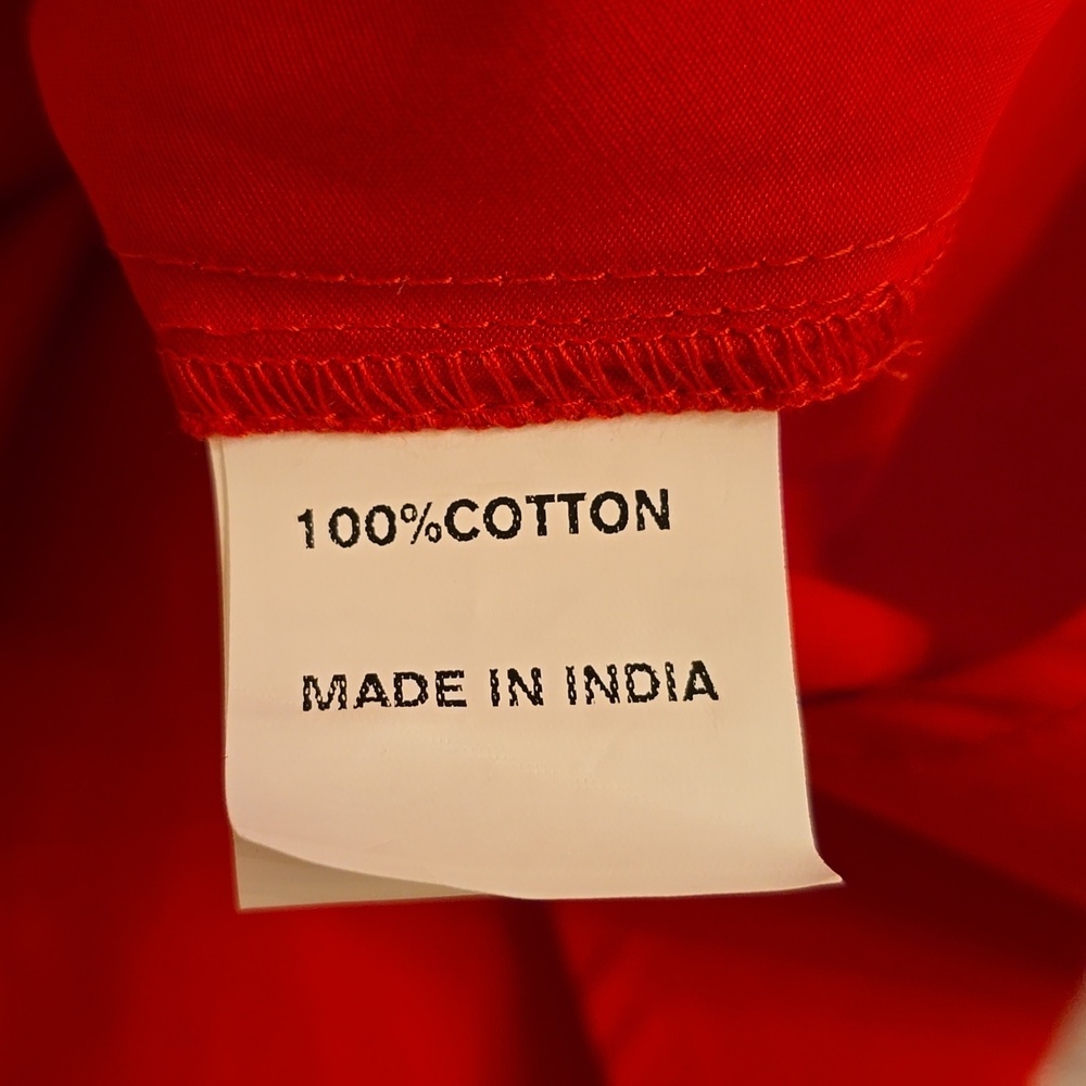 eShakti Cotton Vibrant Red Mini Dress - Picture 14 of 16